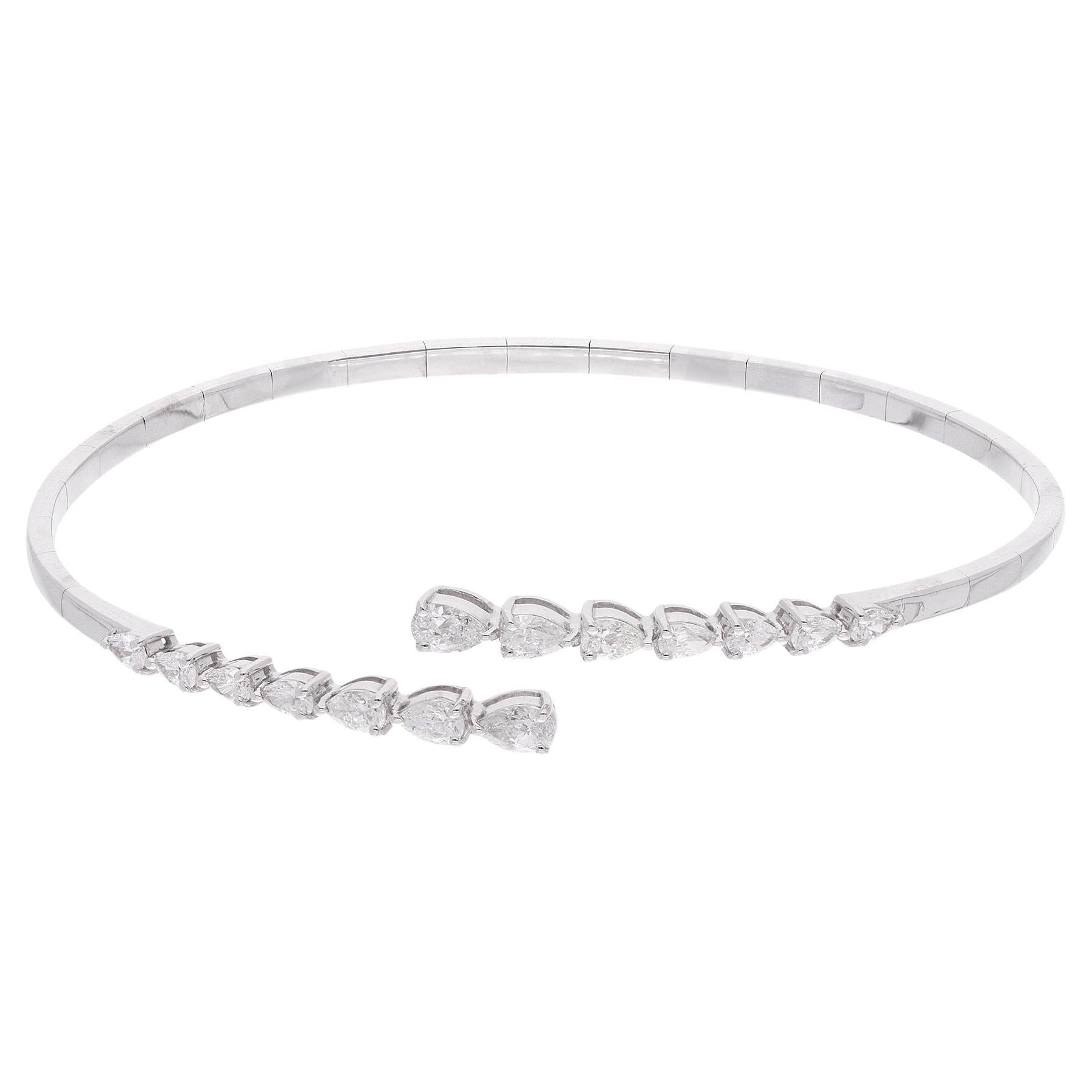 1.32Ct SI/H Diamante Natural Brazalete Cruzado Abierto Para Esposa Oro Blanco 14k