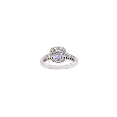 Bague de fiançailles halo en or blanc 18 carats avec tanzanite et diamants 1,32 carat