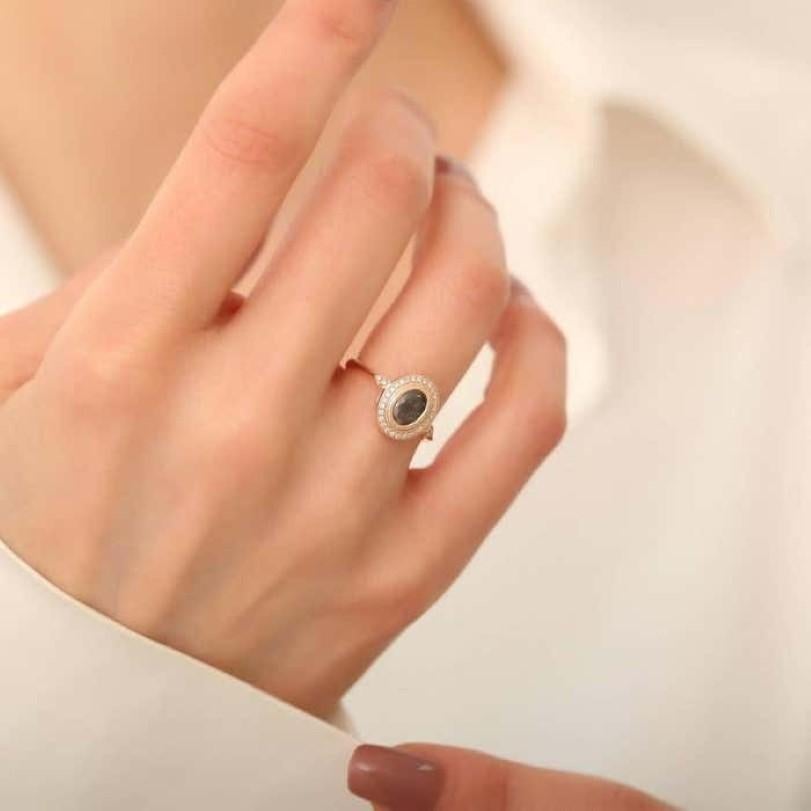 Round Cut 1.32ct Vintage Salt And Pepper Diamond Ring For Sale