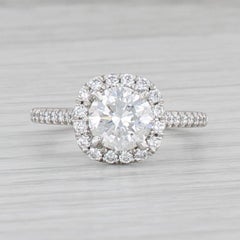 1.32ctw Diamond Round Halo Engagement Ring 950 Platinum Sz 5 Cathedral Band GIA