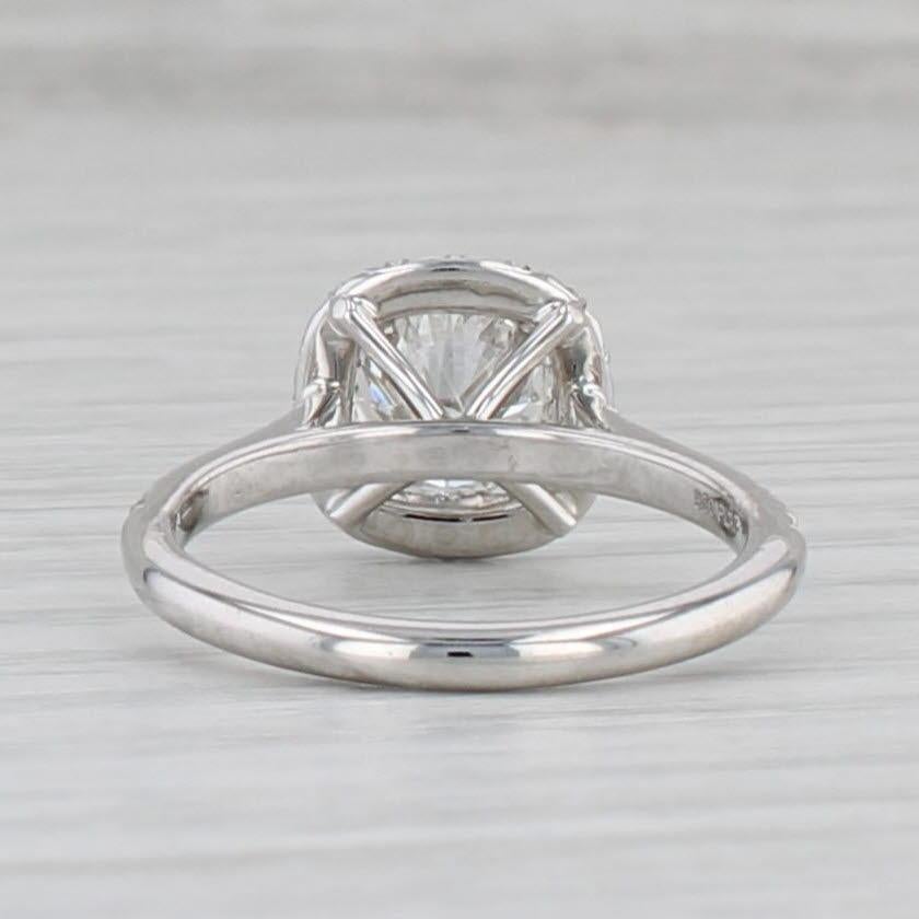 1.32ctw Diamante Redondo Halo Anillo de Compromiso 950 Platino Sz 5 Banda Catedral GIA Corte redondo en venta