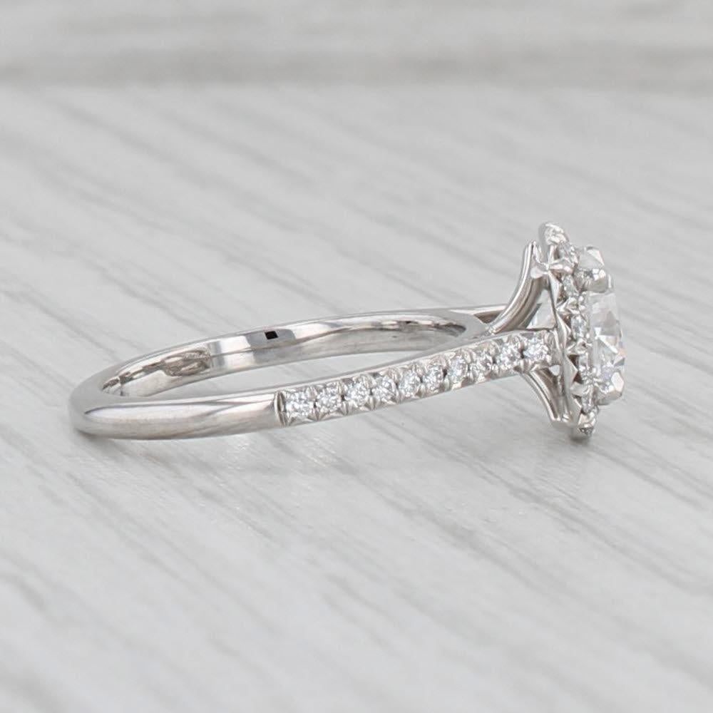 1.32ctw Diamante Redondo Halo Anillo de Compromiso 950 Platino Sz 5 Banda Catedral GIA en Bueno estado para la venta en McLeansville, NC