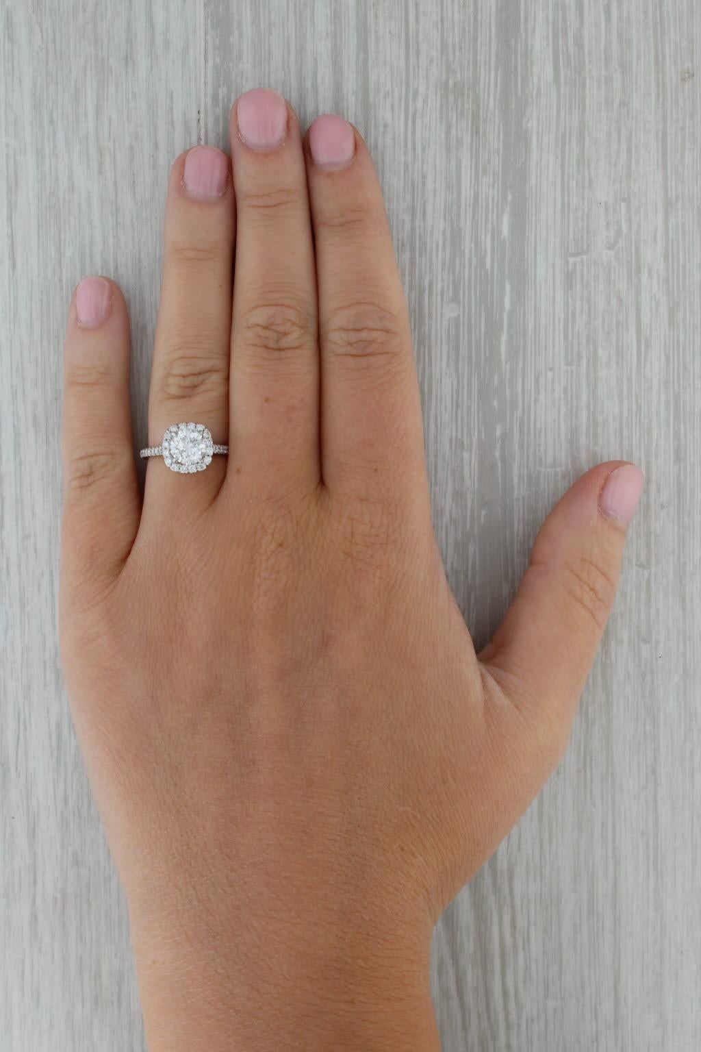De las mujeres 1.32ctw Diamante Redondo Halo Anillo de Compromiso 950 Platino Sz 5 Banda Catedral GIA en venta