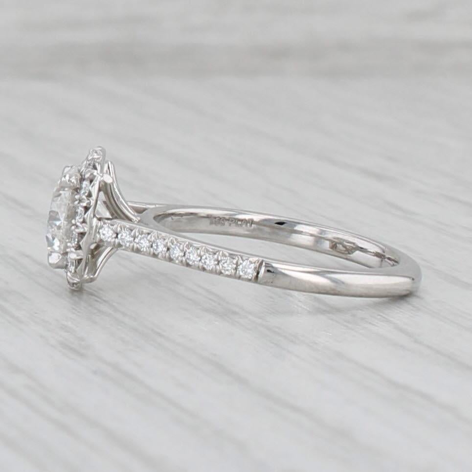 1.32ctw Diamante Redondo Halo Anillo de Compromiso 950 Platino Sz 5 Banda Catedral GIA en venta 1