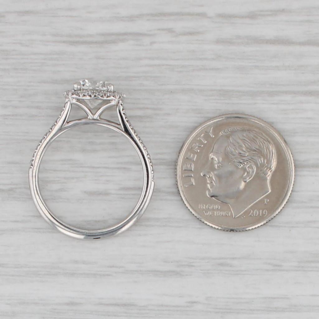 1.32ctw Diamante Redondo Halo Anillo de Compromiso 950 Platino Sz 5 Banda Catedral GIA en venta 2