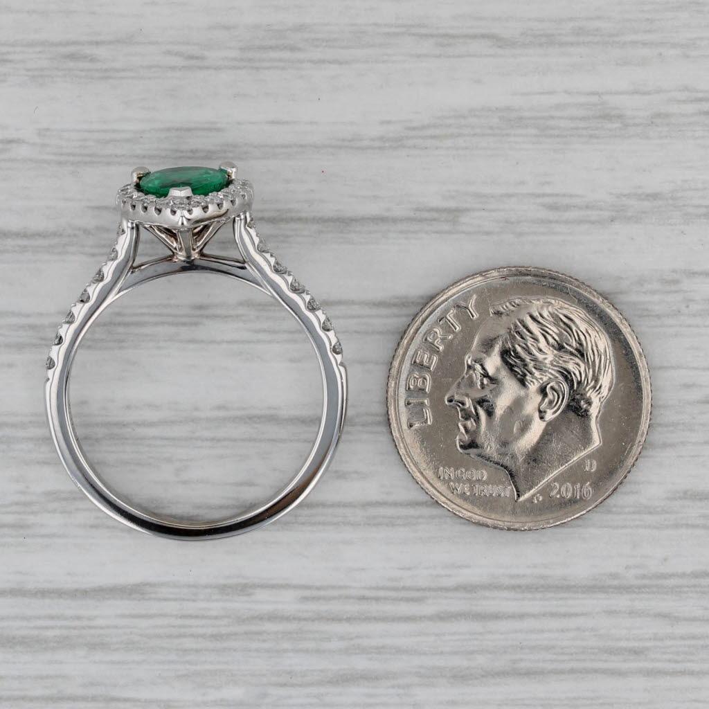 1.32ctw Emerald Diamond Halo Teardrop Ring 14k White Gold Size 6.5 Engagement For Sale 3