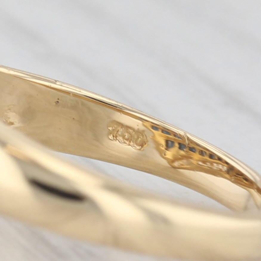 1.32ctw Scalloped Blue Sapphire Diamond Ring 18k Yellow Gold Bypass Size 7 In Good Condition For Sale In McLeansville, NC