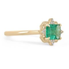1.32tcw 14K Natural Emerald-Emerald Cut & Diamond Accents