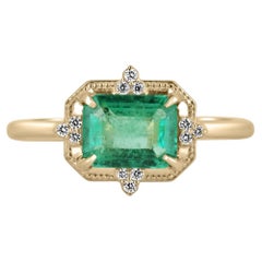 1,32tcw 14K natürlicher Smaragd-Emerald-Schliff & Diamant-Akzente