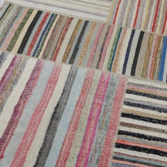 13.2x13.2 ft Einstellbare Vintage Banded Cotton Kilim Carpet, Flachgewebe Rag Rug