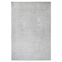 13
2 "x17
7" Gletschergrau Wolle Angora Oushak Handgeknüpft Übergroßer Orientteppich
