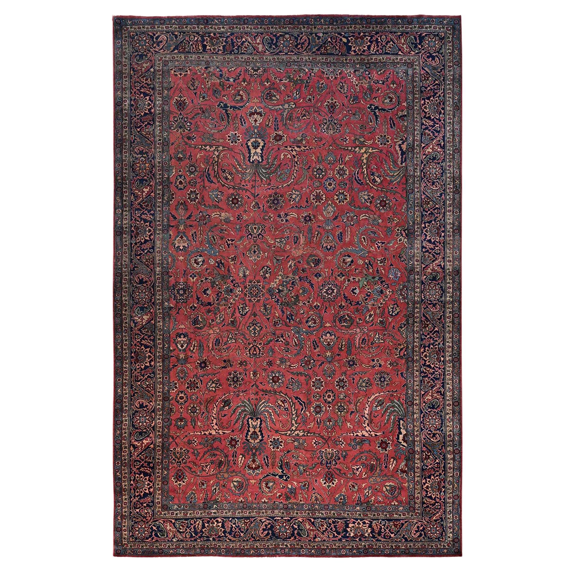 13
2 "x20
8" Rot Antik Türkisch Isparta Handgeknüpft Weiche Wolle XL Orientteppich im Angebot