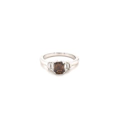 1.33 Carat Brown Diamond White Gold Three Stone Engagement Ring