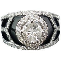 1.33 Carat Diamond and Black Onyx Cocktail Ring