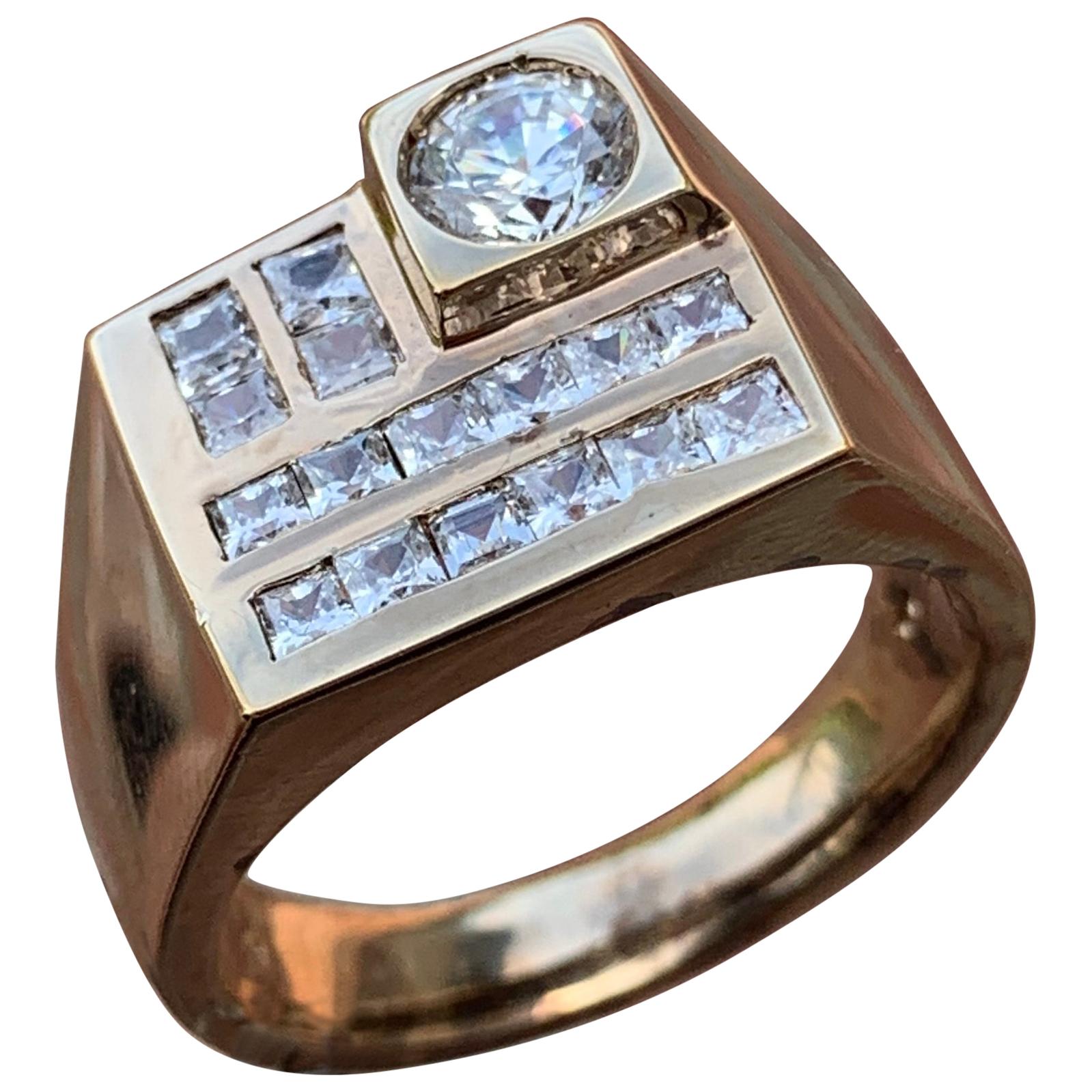 1.33 Carat Diamond Ring/Band, 14 Karat, 1980s Ben Dannie Original Design