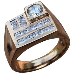 Vintage 1.33 Carat Diamond Ring/Band, 14 Karat, 1980s Ben Dannie Original Design