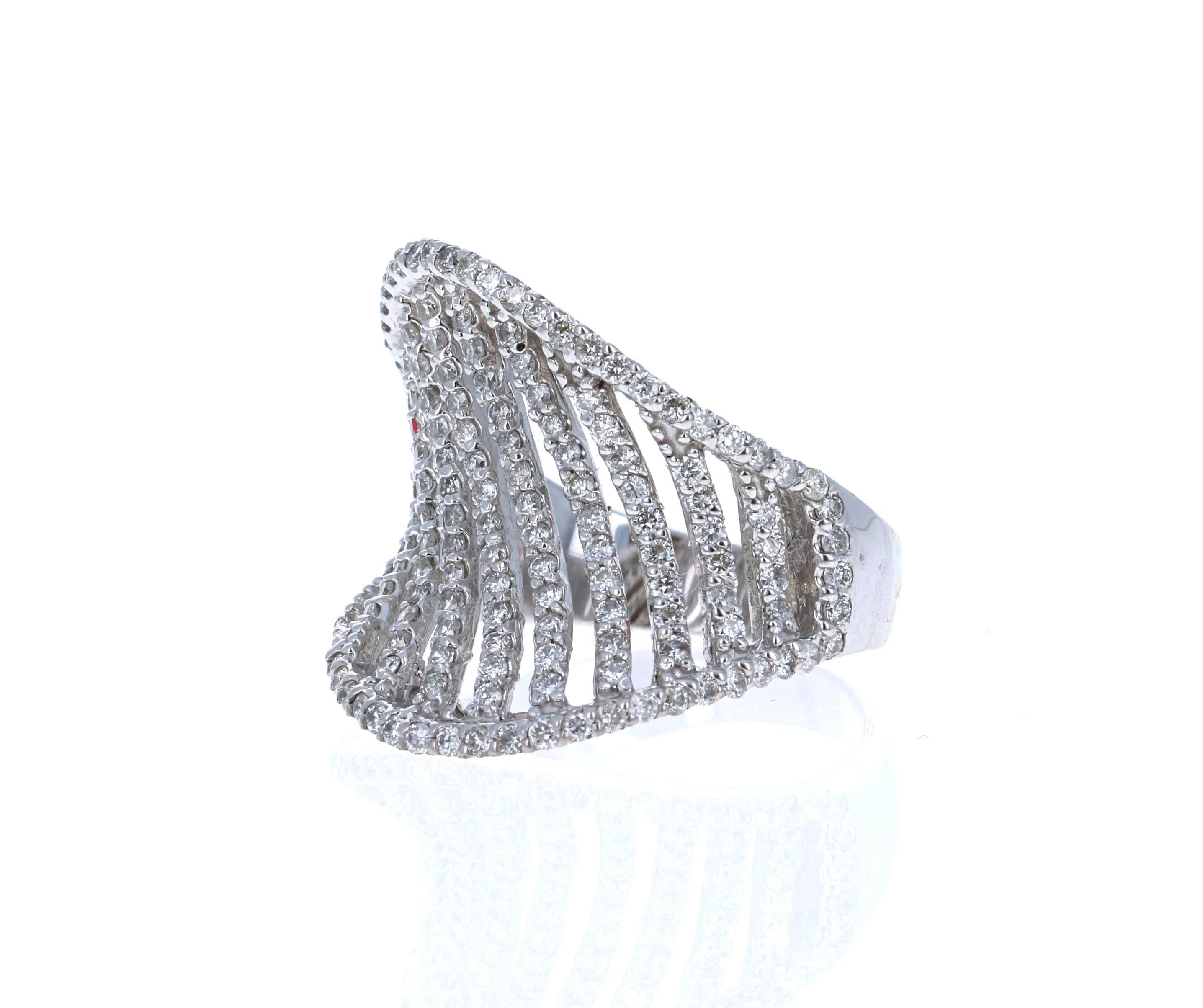 Contemporain Bague cocktail en or blanc et diamants 1,33 carat en vente