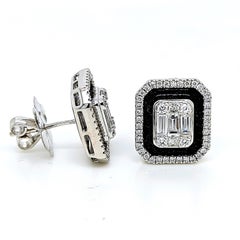 1.33 Carat Diamond White Gold Earrings