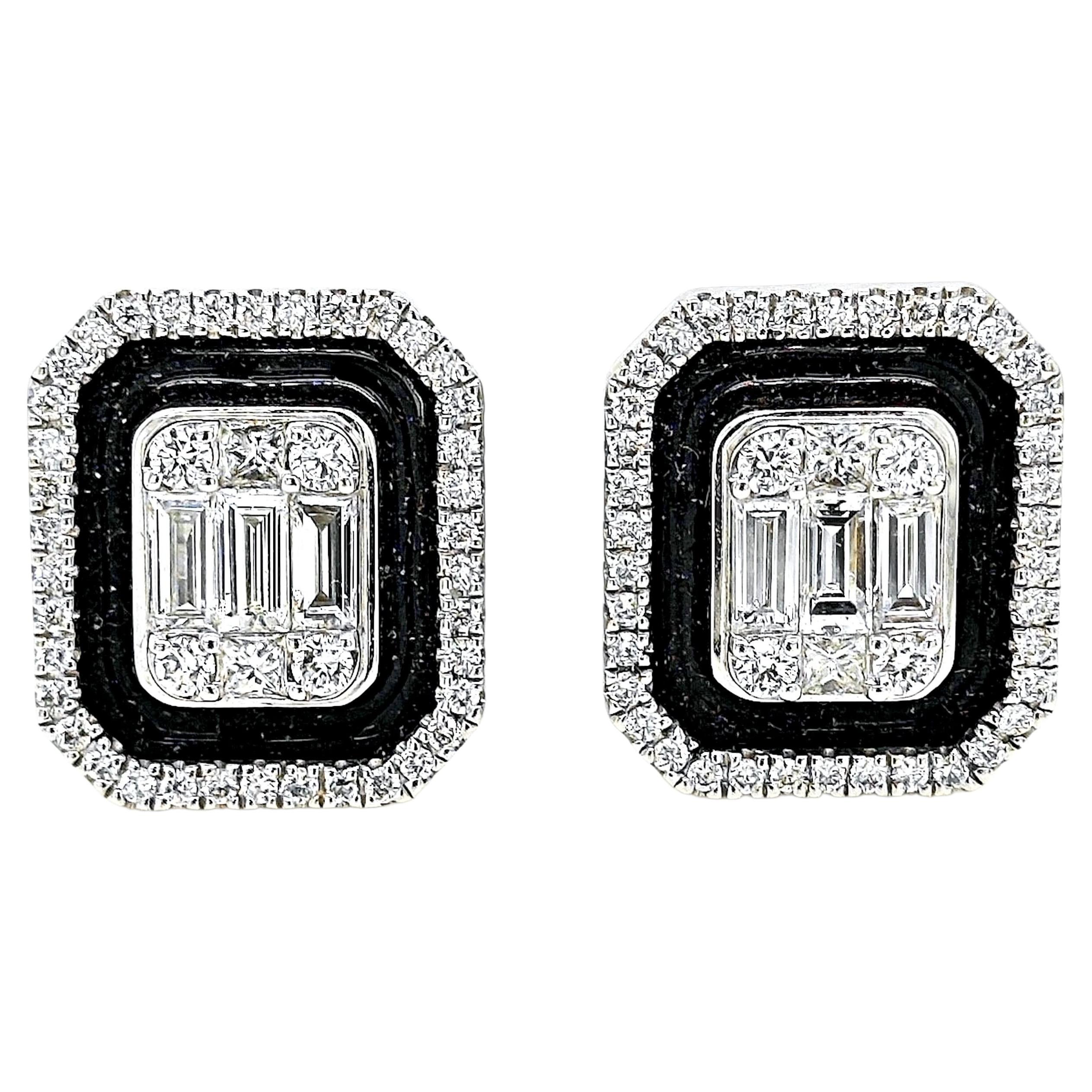 1.33 Carat Diamond White Gold Earrings