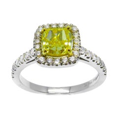 1.33 Carat Fancy Vivid Yellow Diamond Cluster Ring