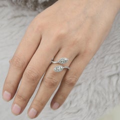 1.33 Carat Marquise Round Diamond Bypass Ring 14 Karat White Gold Fine Jewelry