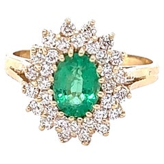 1.33 Carat Natural Emerald Natural Diamond Yellow Gold Ring