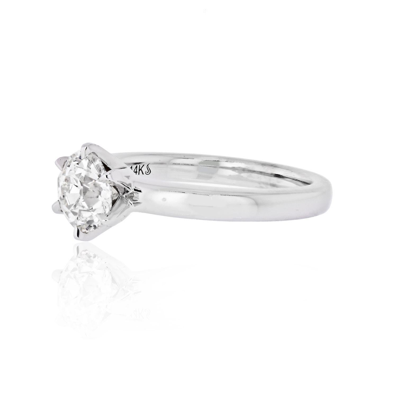 1.33 Carat Old European Cut Diamond J/SI1 GIA Solitaire Engagement Ring In Excellent Condition In New York, NY