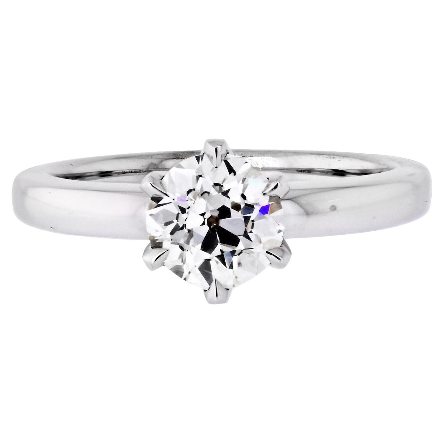 1.33 Carat Old European Cut Diamond J/SI1 GIA Solitaire Engagement Ring