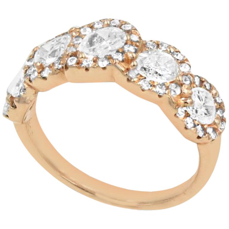1.33 Carat Pear Shaped Diamond Band or Fashion Ring 14 Karat Rose Gold