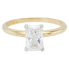 1.33 Carat Radiant Cut Diamond 14k Gold Solitaire Engagement Ring
