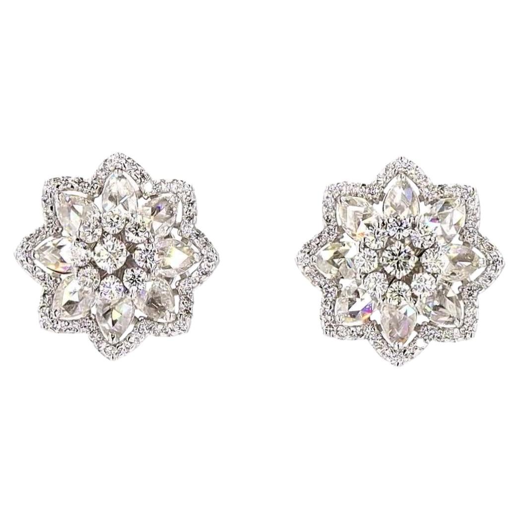 1.33 Carat Round Brilliant Cut Diamond Gold Earrings For Sale