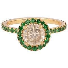Gems Are Forever 1.33 ct Round Brilliant Diamond and Tsavorite Garnet Halo Ring