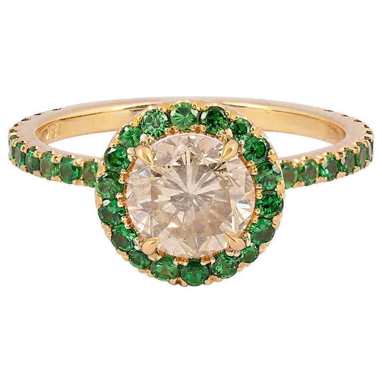 Gems Are Forever 1.33 ct Round Brilliant Diamond and Tsavorite