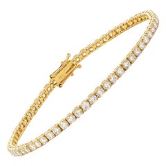 1.33 Carat Round Diamond 18 Karat Gold Four Claw Tennis Line Riviera Bracelet