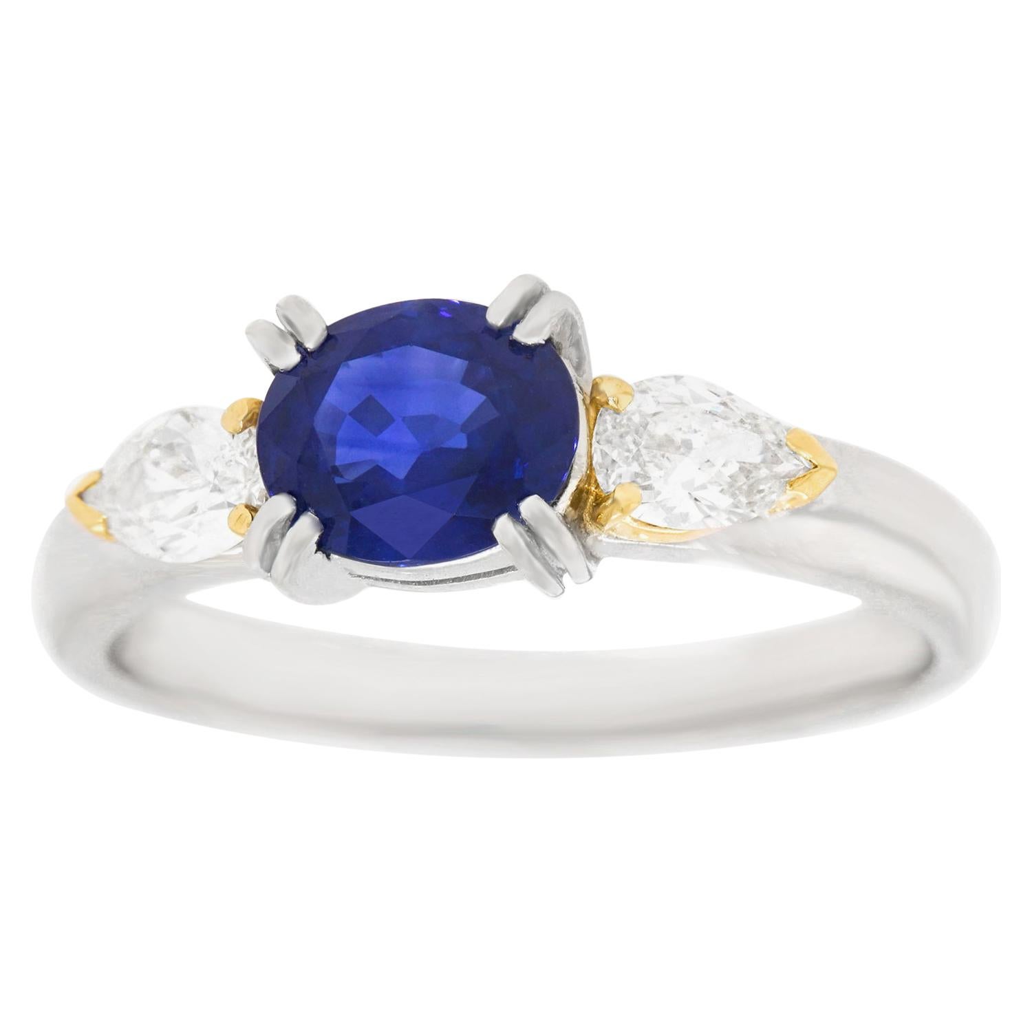 1.33 Carat Sapphire and Diamond-Set Platinum Ring
