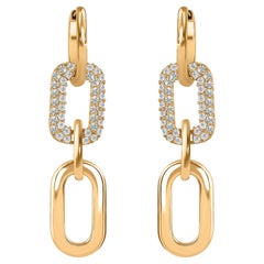 1.33 Carat SI Clarity HI Color Diamond Dangle Earrings 14 Karat Yellow Gold