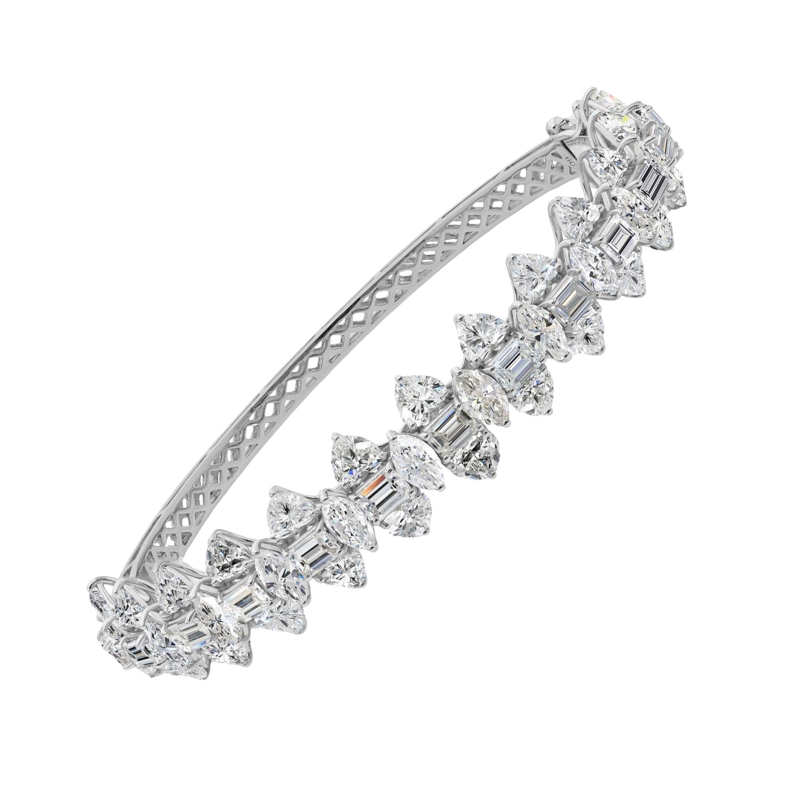 13.33 Carat Diamond Bangle Bracelet in 18K White Gold