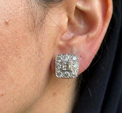 1.33 Carat Tiffany & Co. Art Deco Square Diamond Earrings
