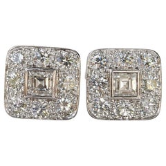 1.33 Carat Tiffany & Co. Art Deco Square Diamond Earrings