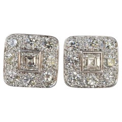 1.33 Carat Tiffany & Co. Art Deco Square Diamond Earrings