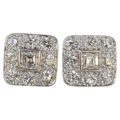 1.33 Carat Tiffany & Co. Art Deco Square Diamond Earrings