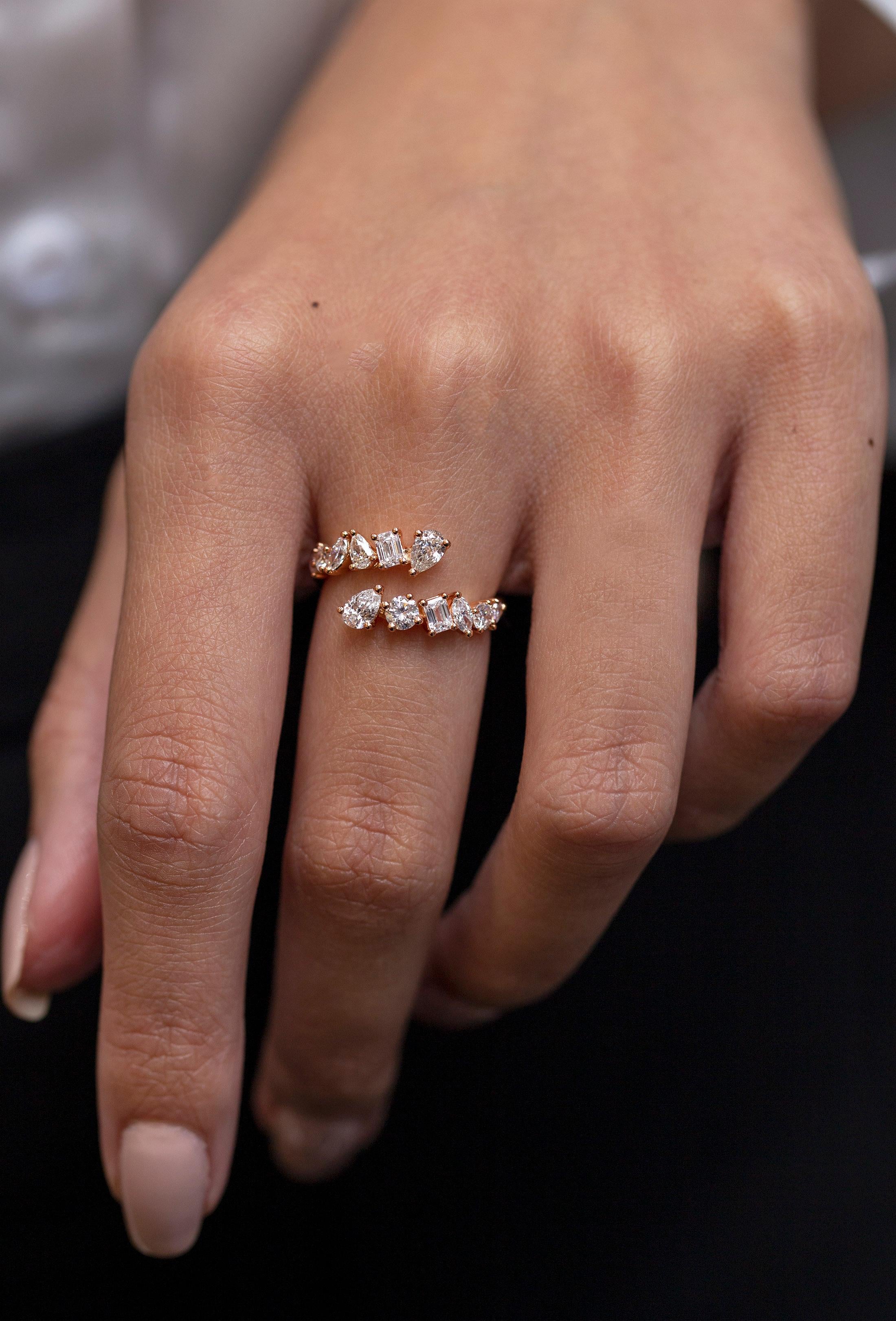 Contemporary Roman Malakov 1.33 Carats Total Mixed Shape Diamonds Fashion Ring