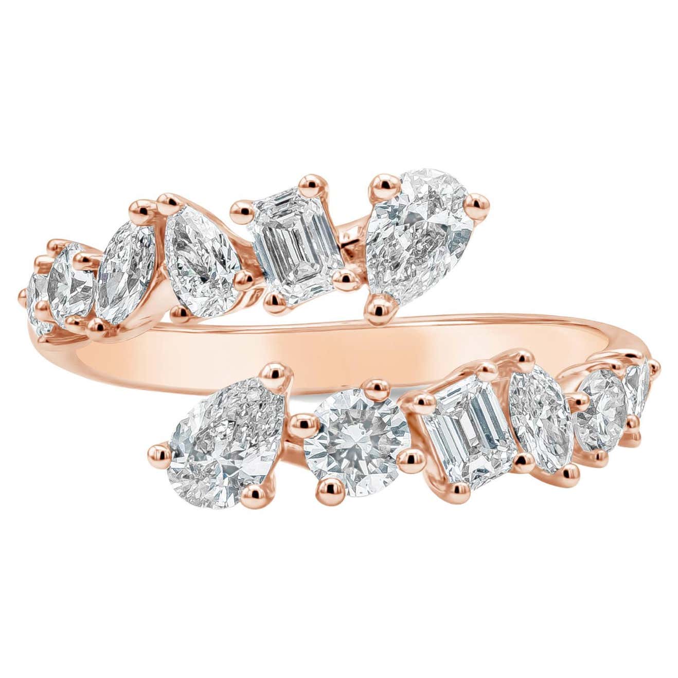 Contemporary Multi Diamond Rings 1.33 Carat Total Multi-shaped Diamond Fashion Ring in 18 karat Rose ...