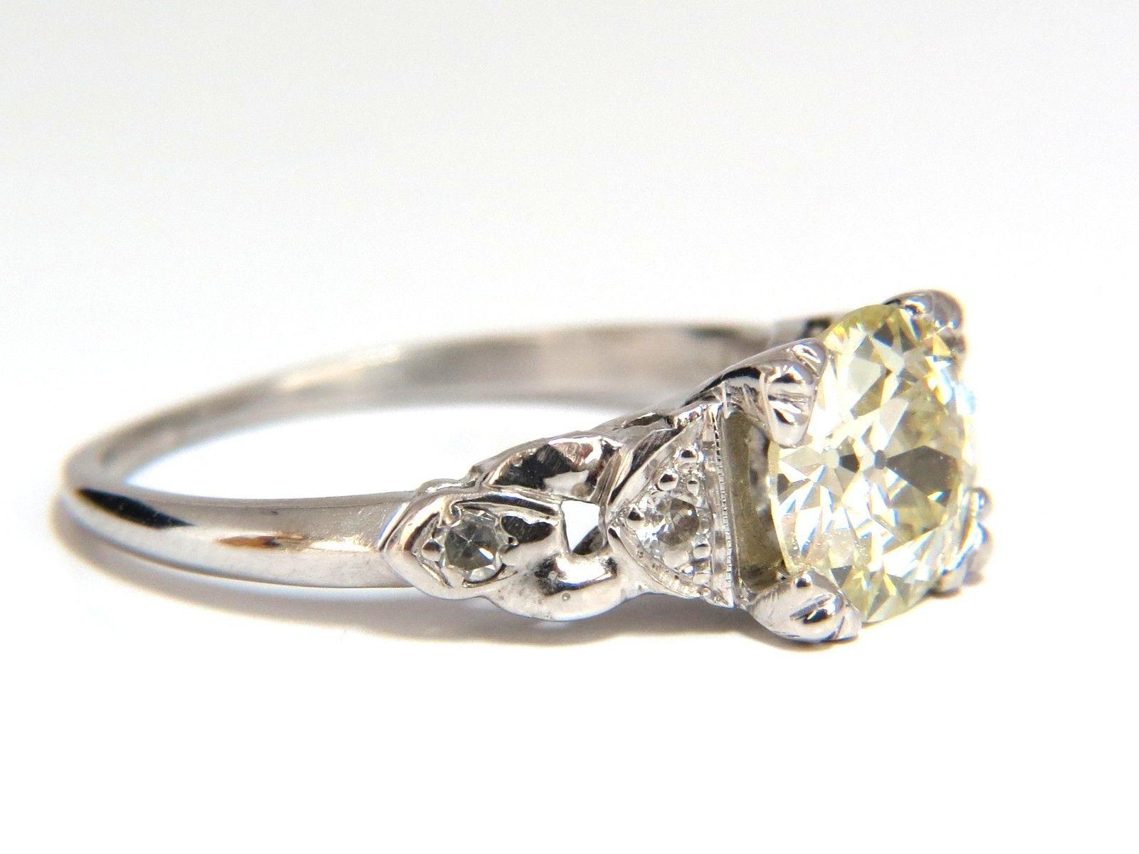 1.33 Carat Vintage Class Old Mine Cut Natural Diamond Engagement Ring Platinum For Sale 4