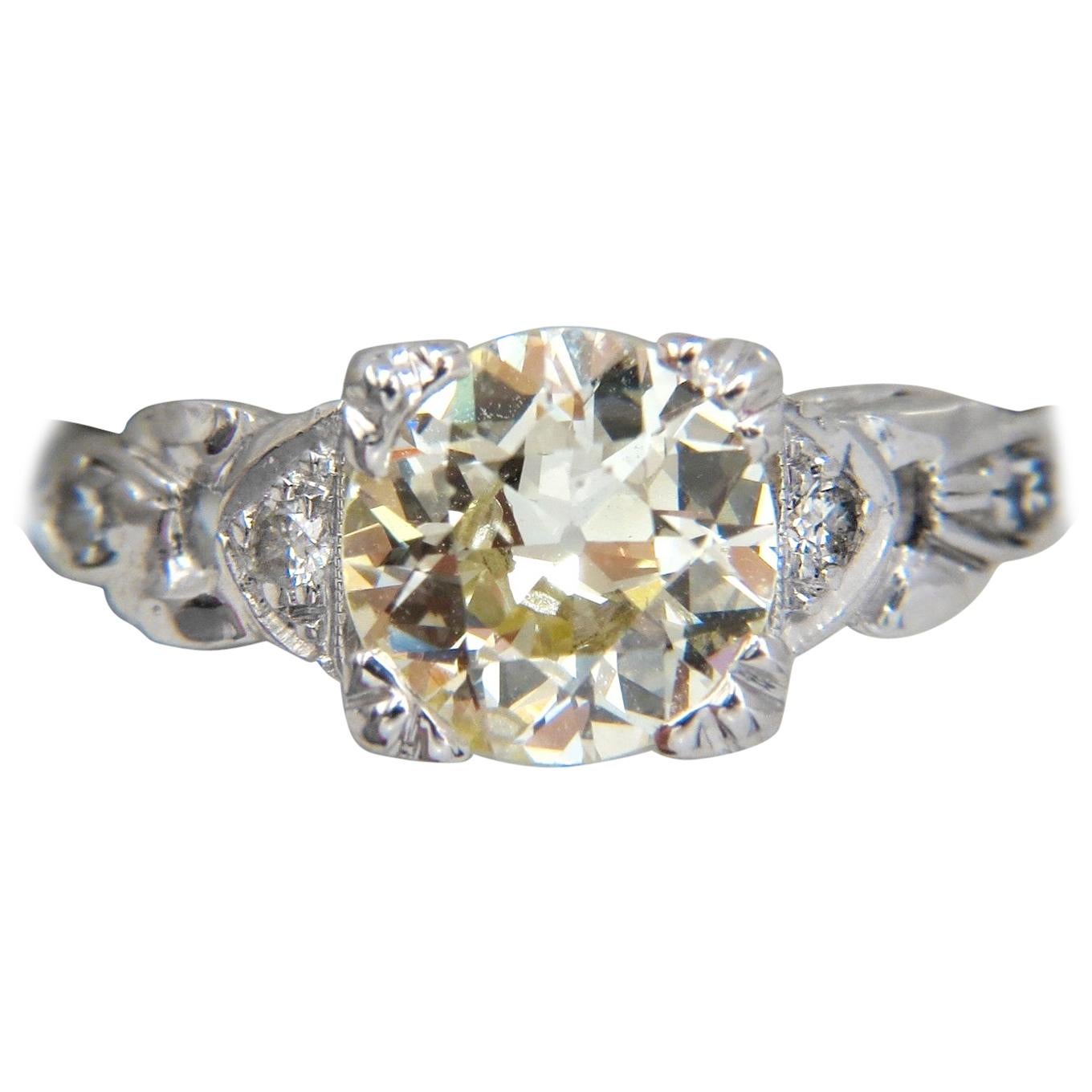 1,33 quilates Anillo de compromiso de diamantes naturales talla antigua platino en venta