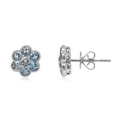 1.33 Carats Aquamarine White Gold Earrings