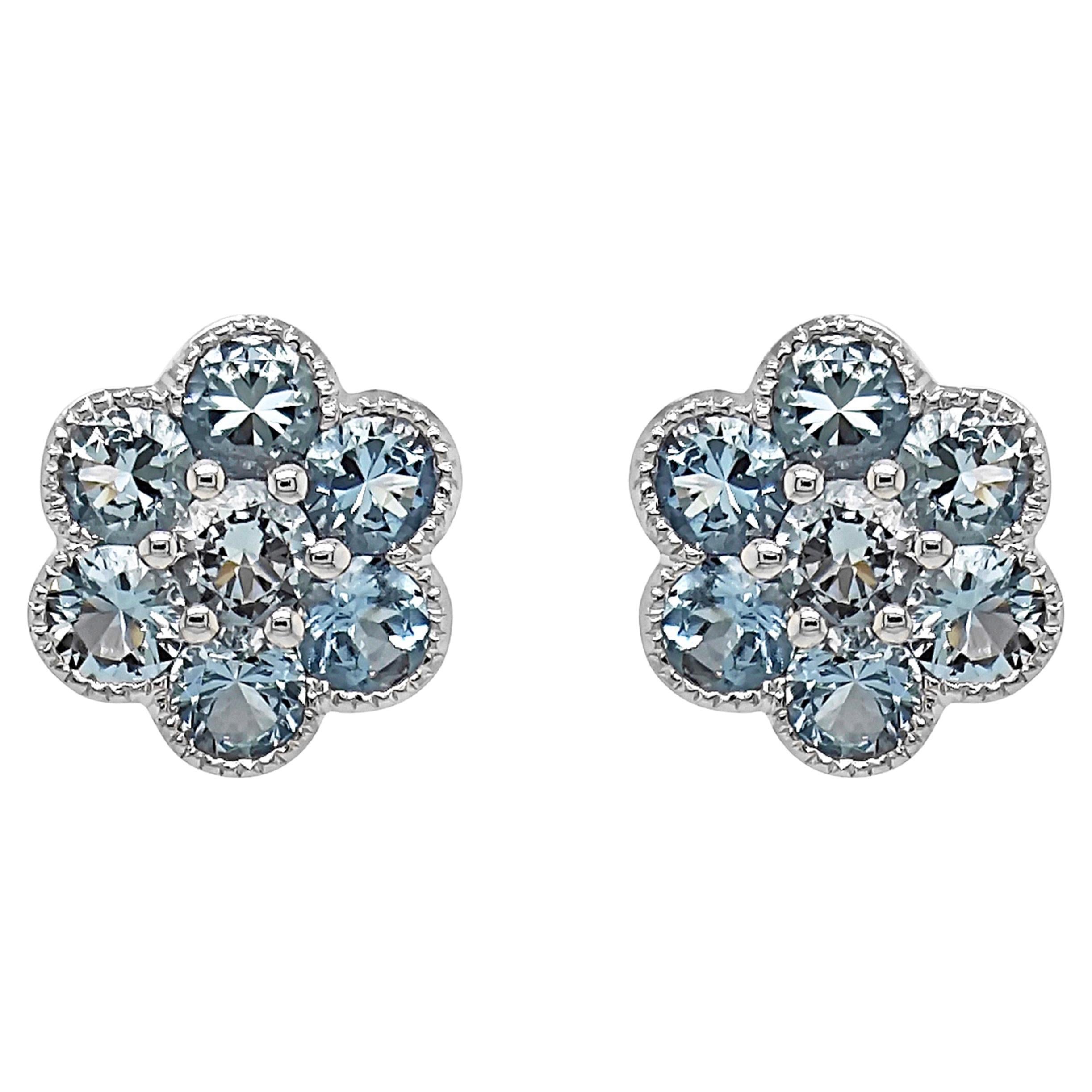 1.33 Carats Aquamarine White Gold Earrings