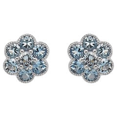 Boucles d'oreilles en or blanc aigue-marine 1,33 carats