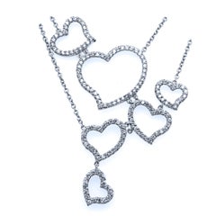 1.33 Carat 14 Karat Gold Pave Set Multi Heart Diamond Necklace