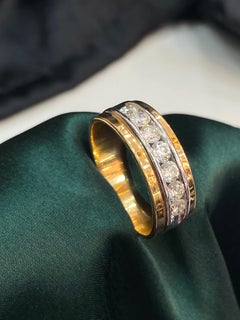1.33 Cts F/VS1 Diamants ronds de taille brillant en serti Channel Bague pour homme en or 14K